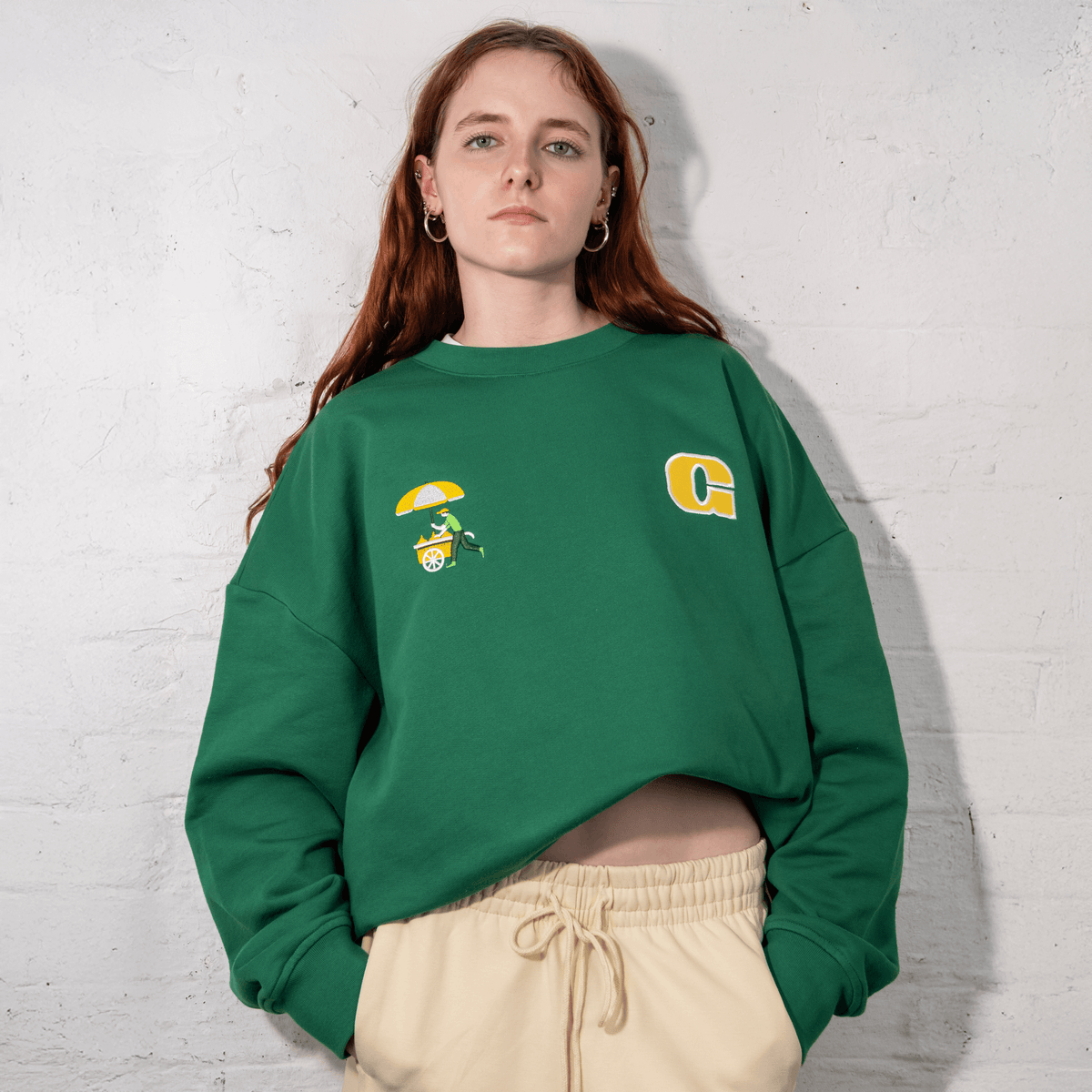 scoop green sweater